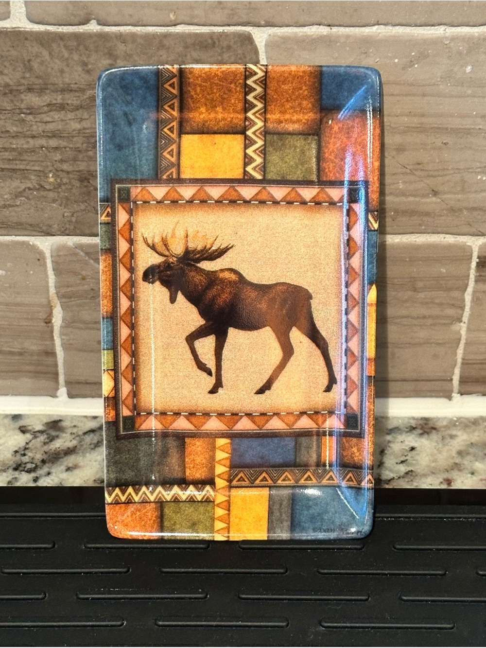 Decorative Ceramic Moose Trinket Tray  6.25“ x 3.66“ x .3“